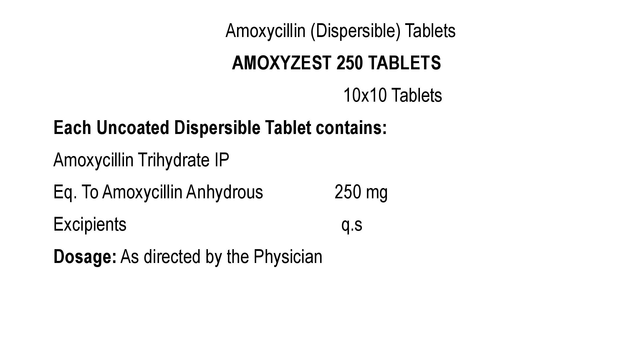 AMOXYZEST - LB 250 CAPSULES